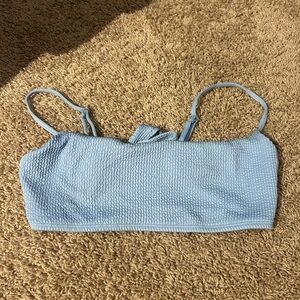 Monday Swimwear Light Blue Ribbed Crinkle Tie Bikini Top